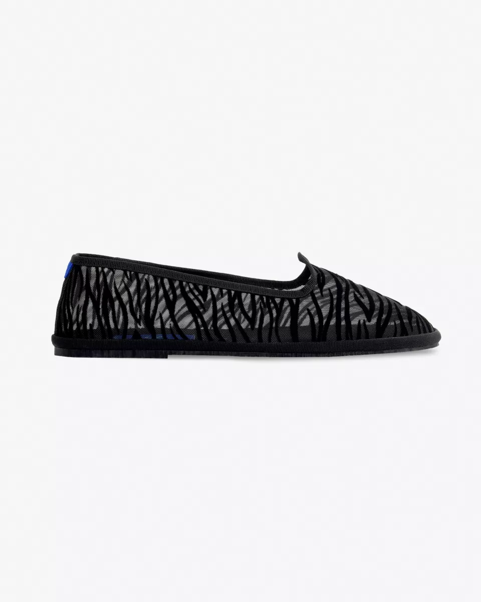 Furlanes in black mesh with a zebra pattern
entirely made by hand in Italy (Venice/Friuli)