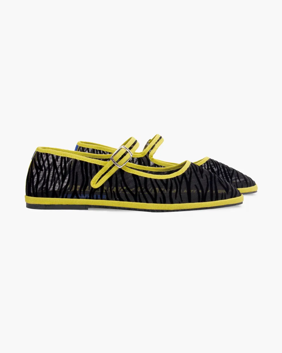 Mary Janes Furlanes in mesh black zebra pattern
entirely made by hand in Italy (Venice/Friuli)