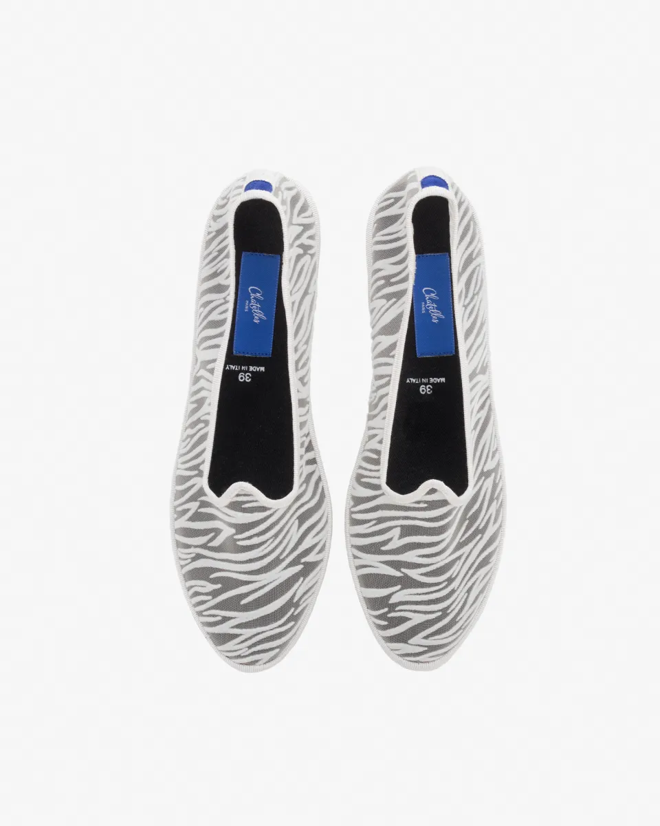 Mary Janes Furlanes in mesh zebra white
entirely made by hand in Italy (Venice/Friuli)