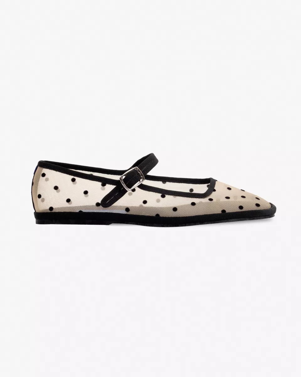 Furlanes Mary Janes in Beige mesh with dots pattern and square toe
entirely made by hand in Italy (Venice/Friuli)