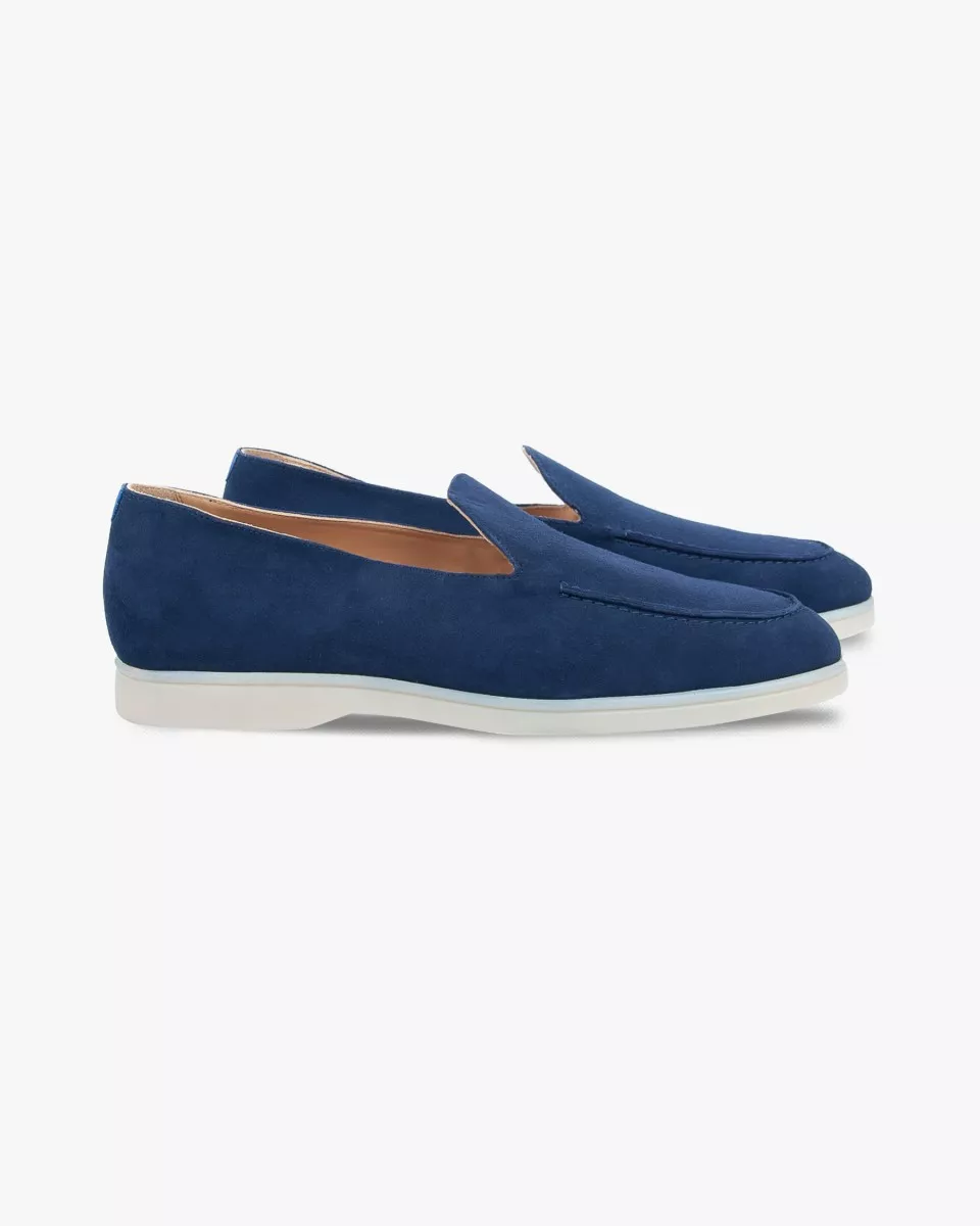 Men navy suede mocassins
