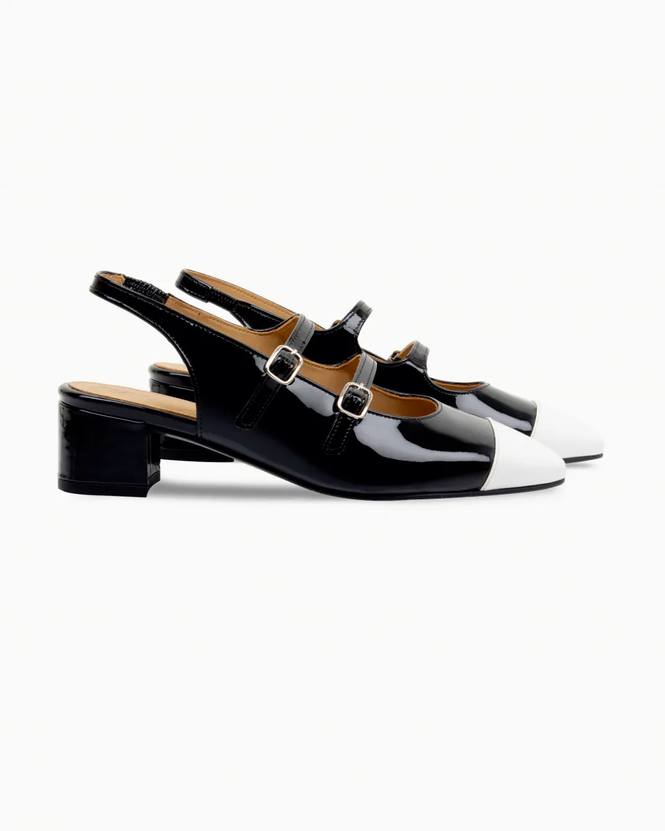 Black Patent and White Patent babies slingback slippers