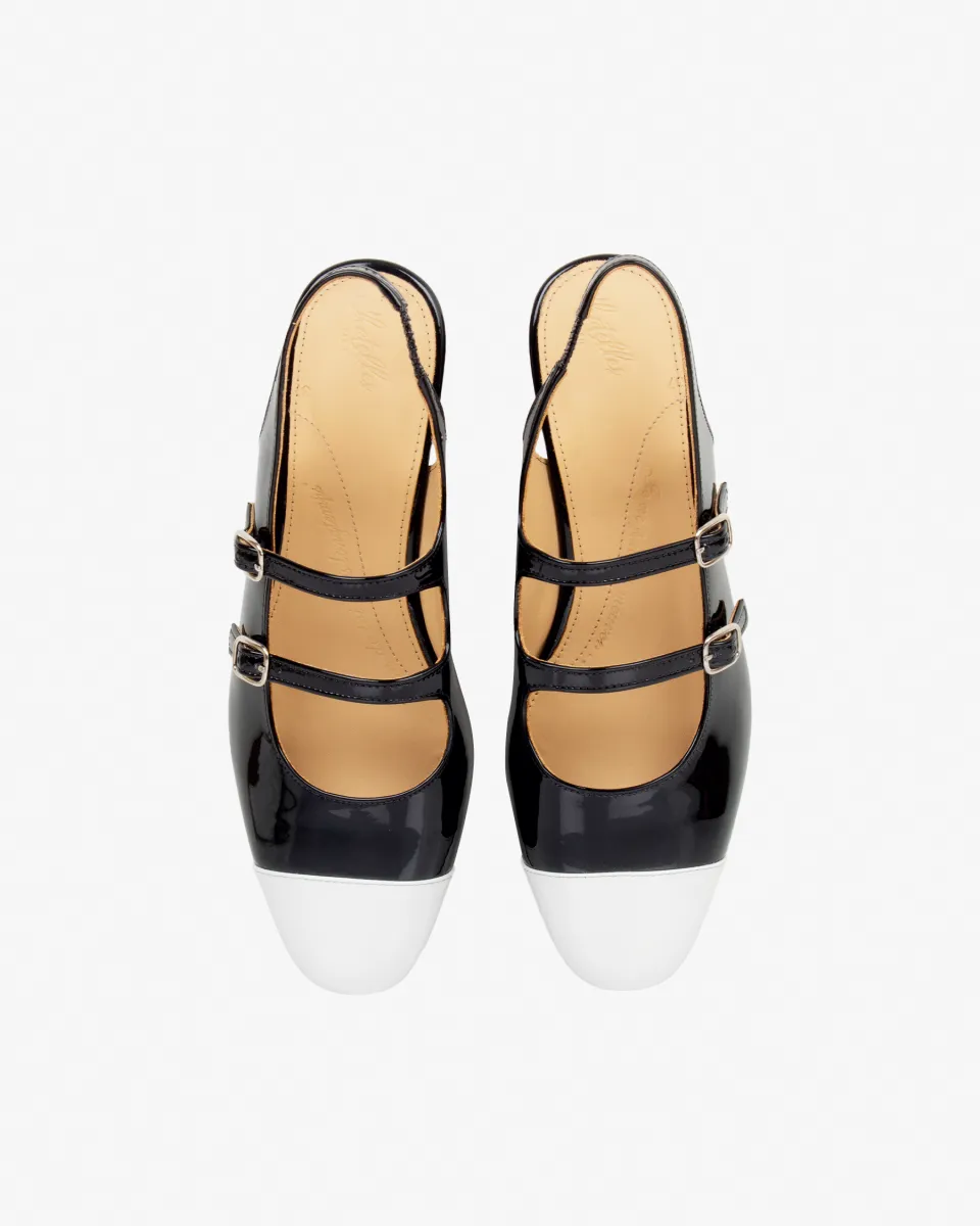 Black Patent and White Patent babies slingback slippers