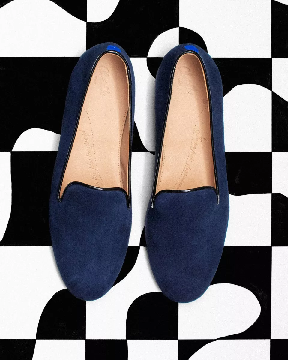 Navy suede slippers