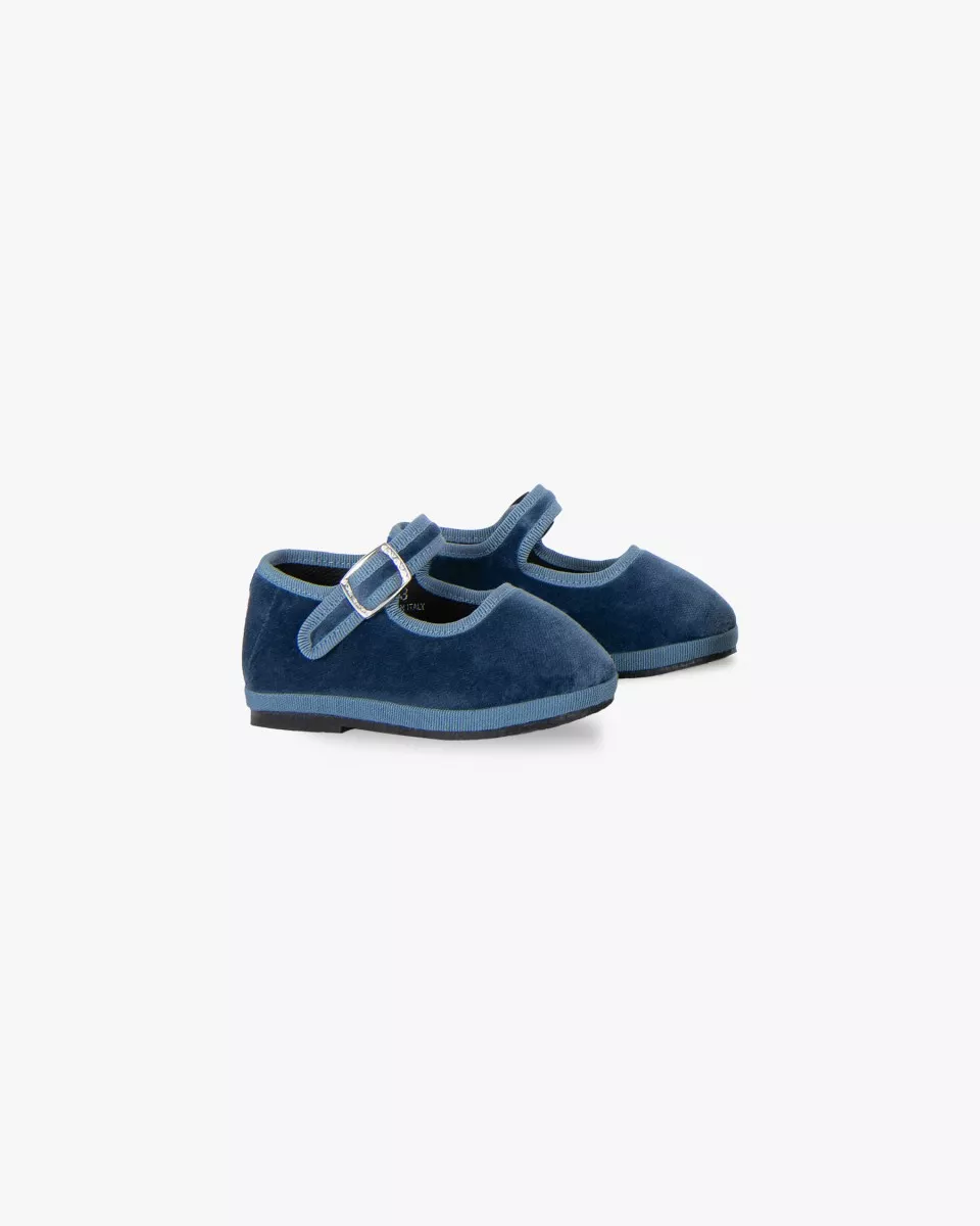 Mini Mary Janes Furlanes in blue velvet
entirely made by hand in Italy (Venice/Friuli)