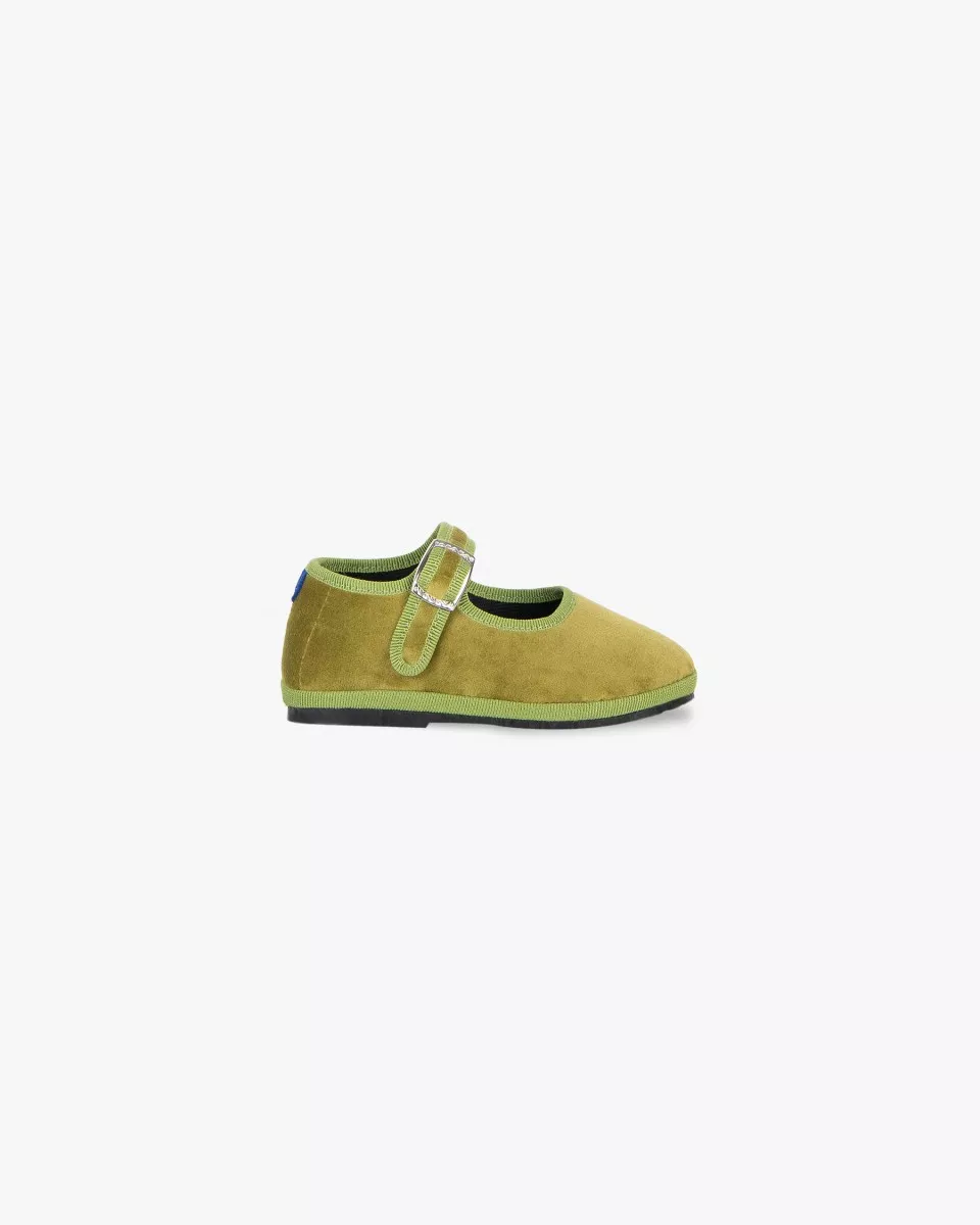 Mini Mary Janes Furlanes in olive green velvet
entirely made by hand in Italy (Venice/Friuli)