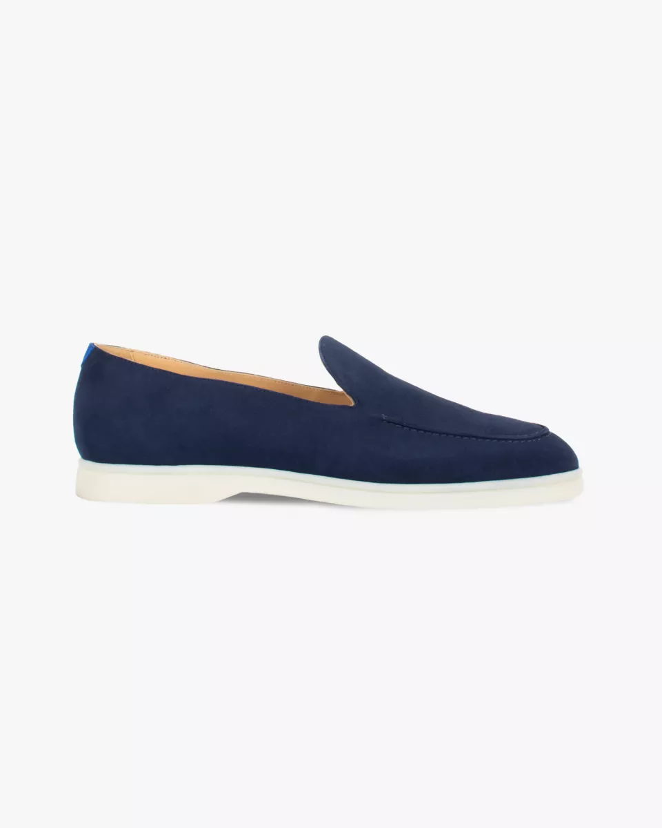 Blue suede mocassins