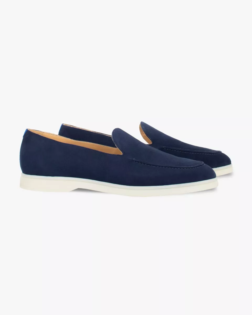 Blue suede mocassins
