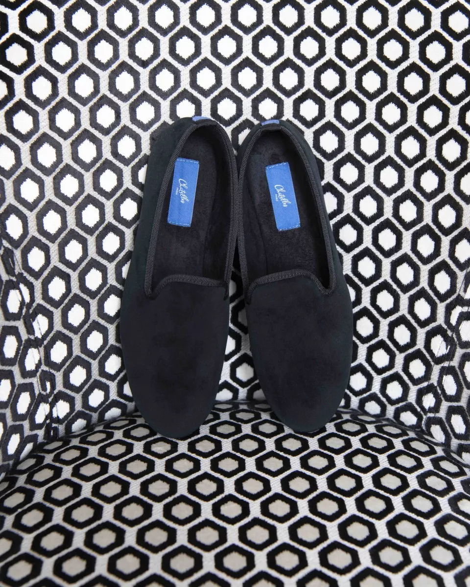 Chaussons d'intérieur slippers en velours noir