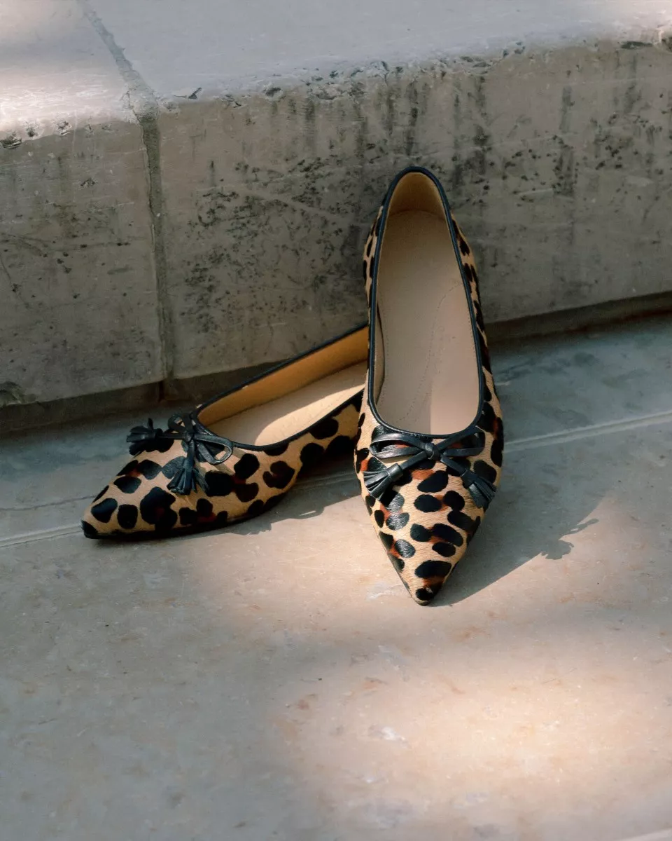 Jungle leopard print fur pointy slippers