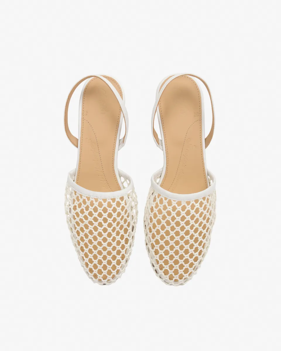 White fishnet sandals