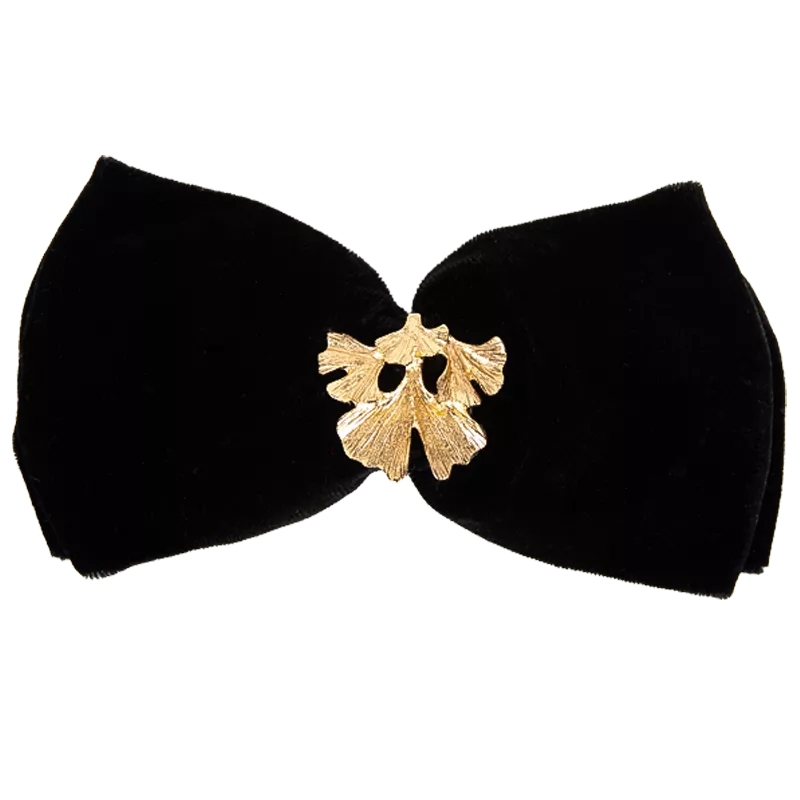 Oversize velvet bow with a golden leaf
