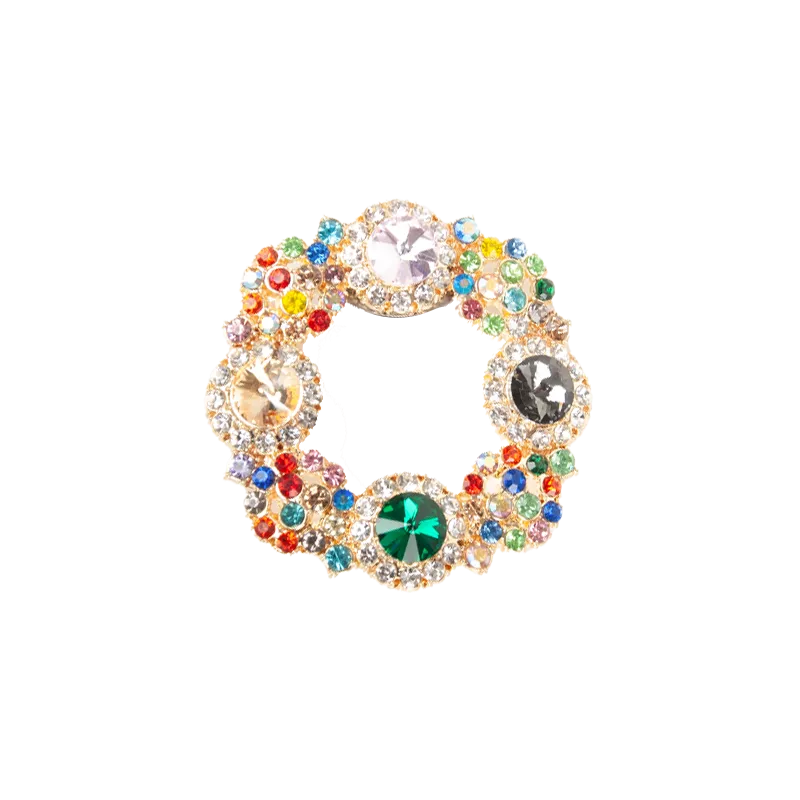 Jewelry in a rounded square shape with colored stones