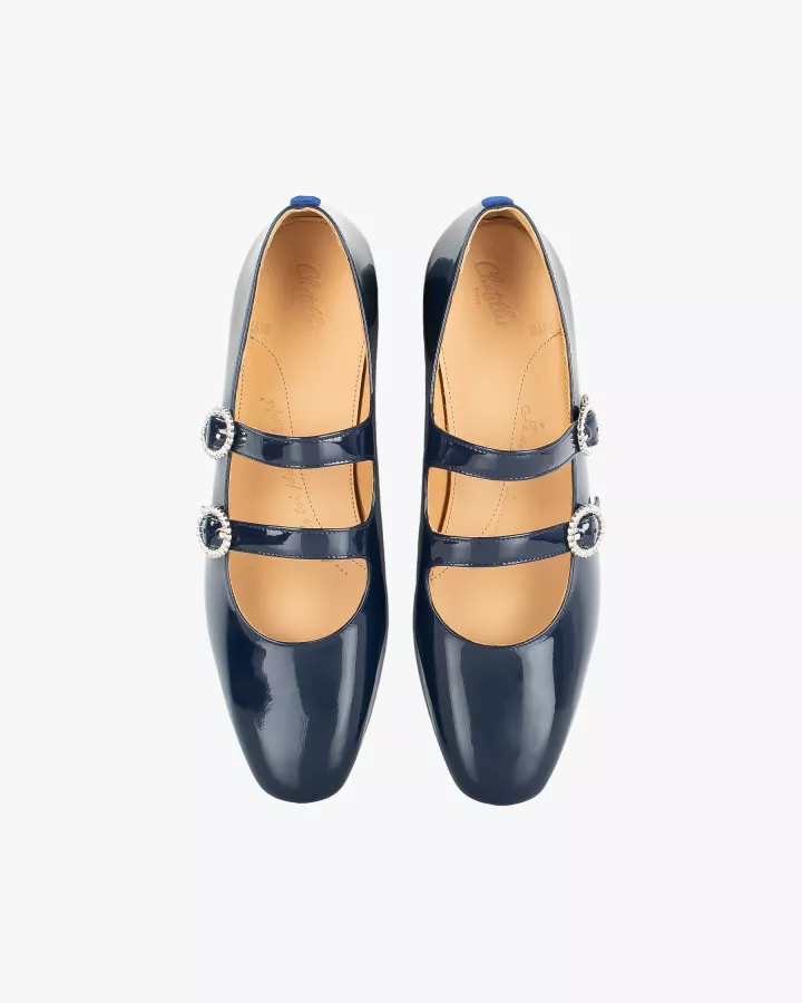 Navy varnished leather Babies