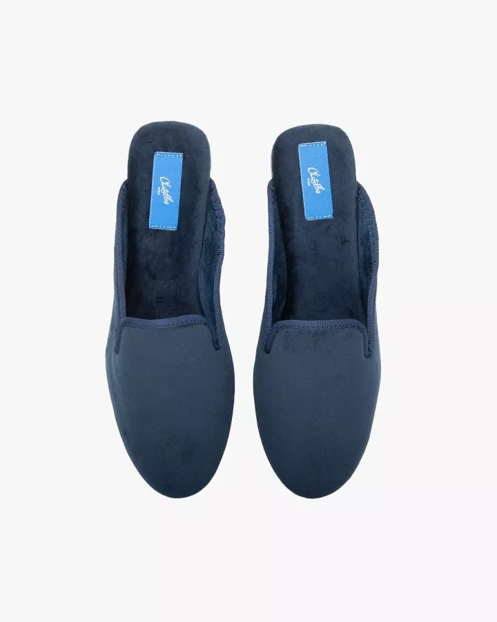 Indoor mules slippers in Navy velvet
