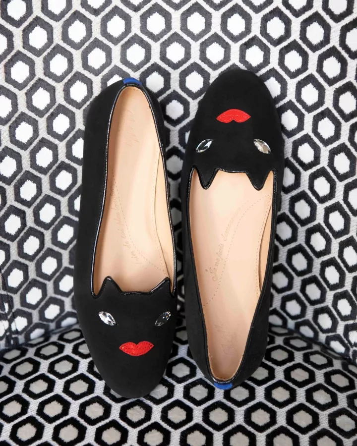 Midnight black suede slippers