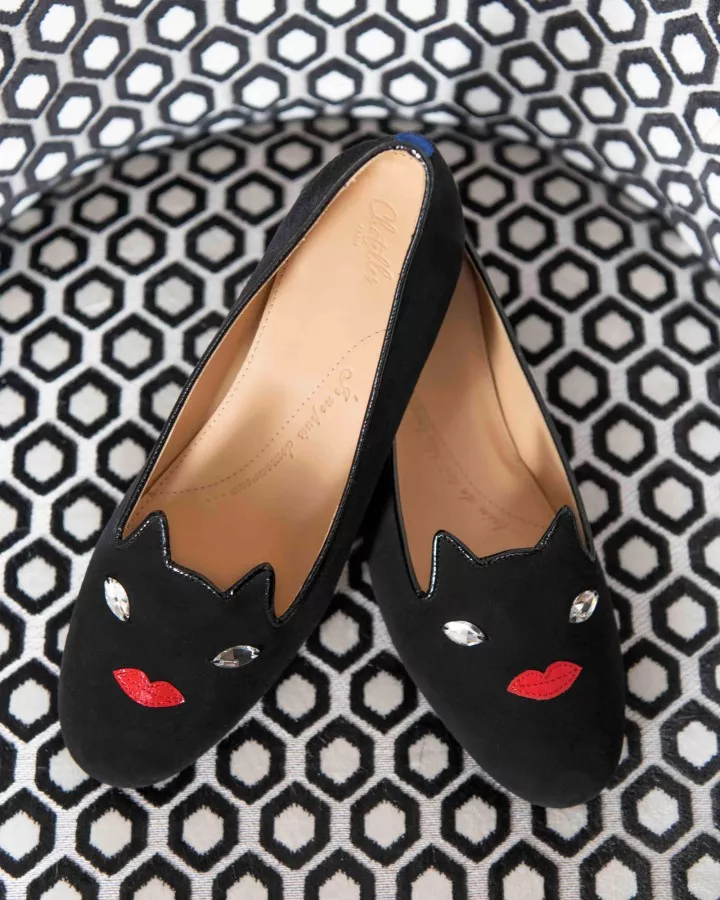 Midnight black suede slippers