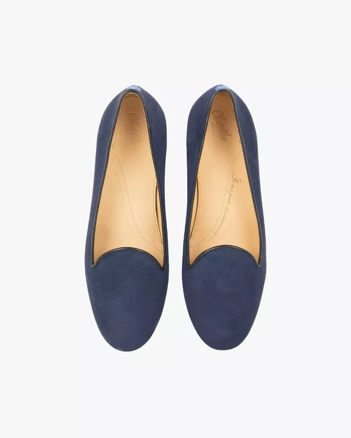 Navy blue suede slippers