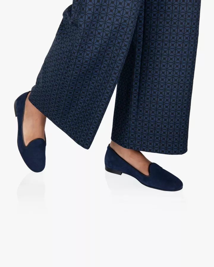 Navy blue suede slippers