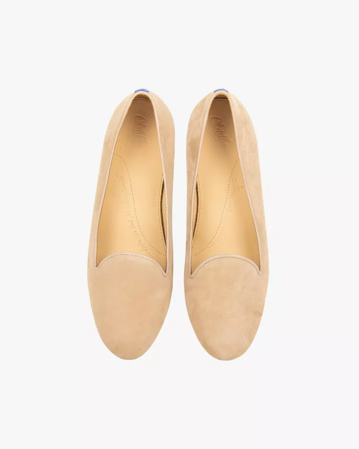 Beige suede slippers