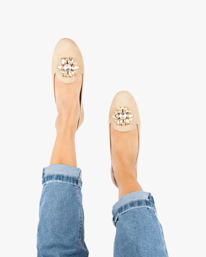 Beige suede slippers