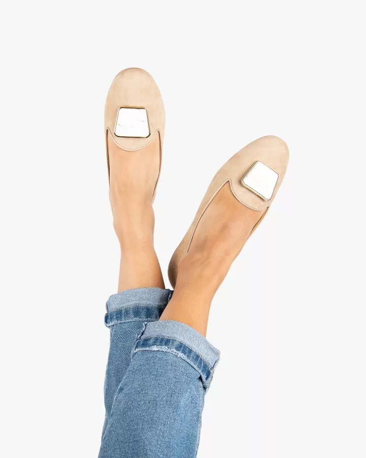 Beige suede slippers