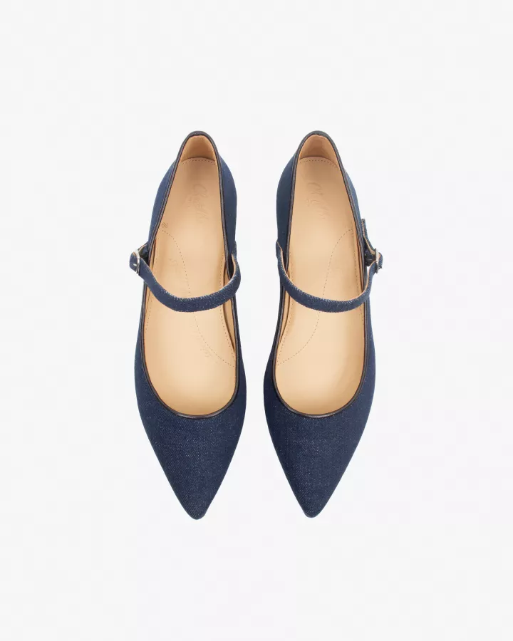 Dark denim pointy babies slippers
