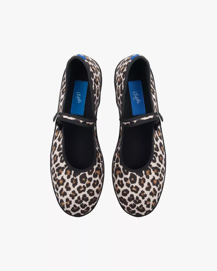 Furlanes Mary Janes in leopard print with black trim
entirely made by hand in Italy (Venice/Friuli)