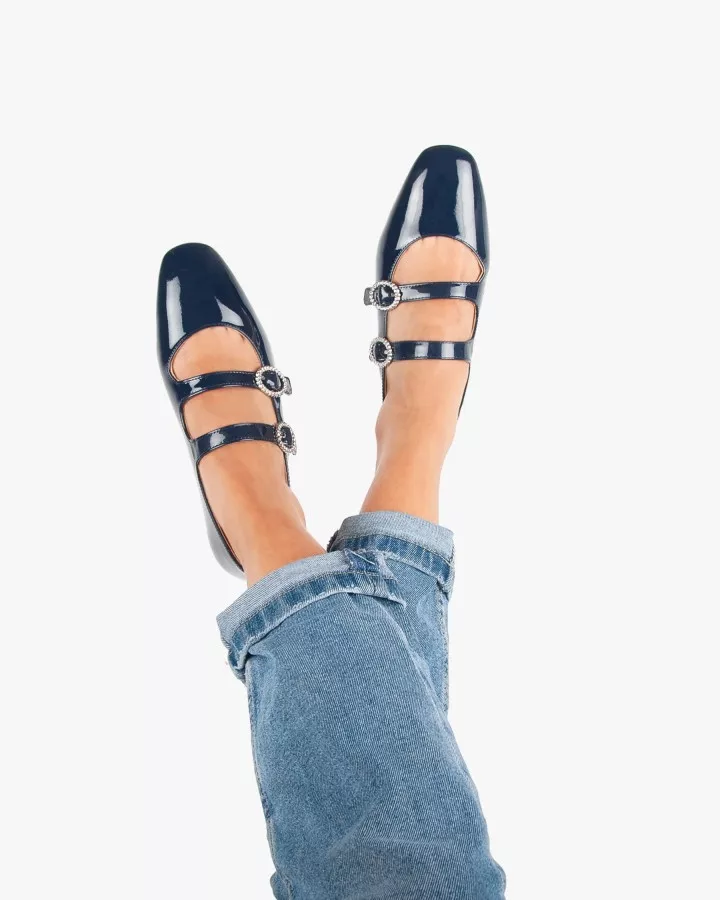 Navy varnished leather Babies