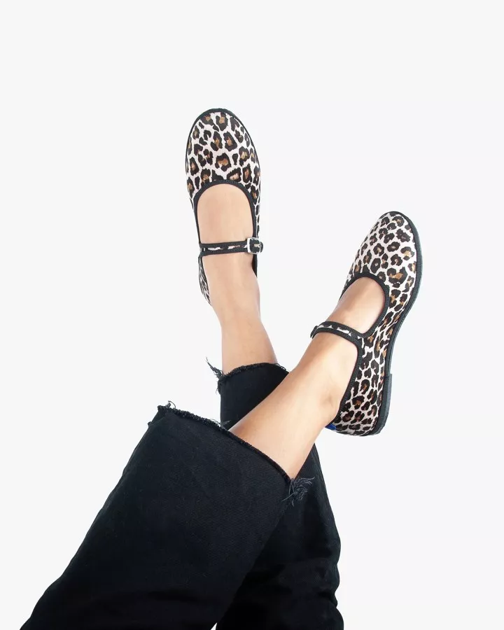 Furlanes Mary Janes in leopard print with black trim
entirely made by hand in Italy (Venice/Friuli)
