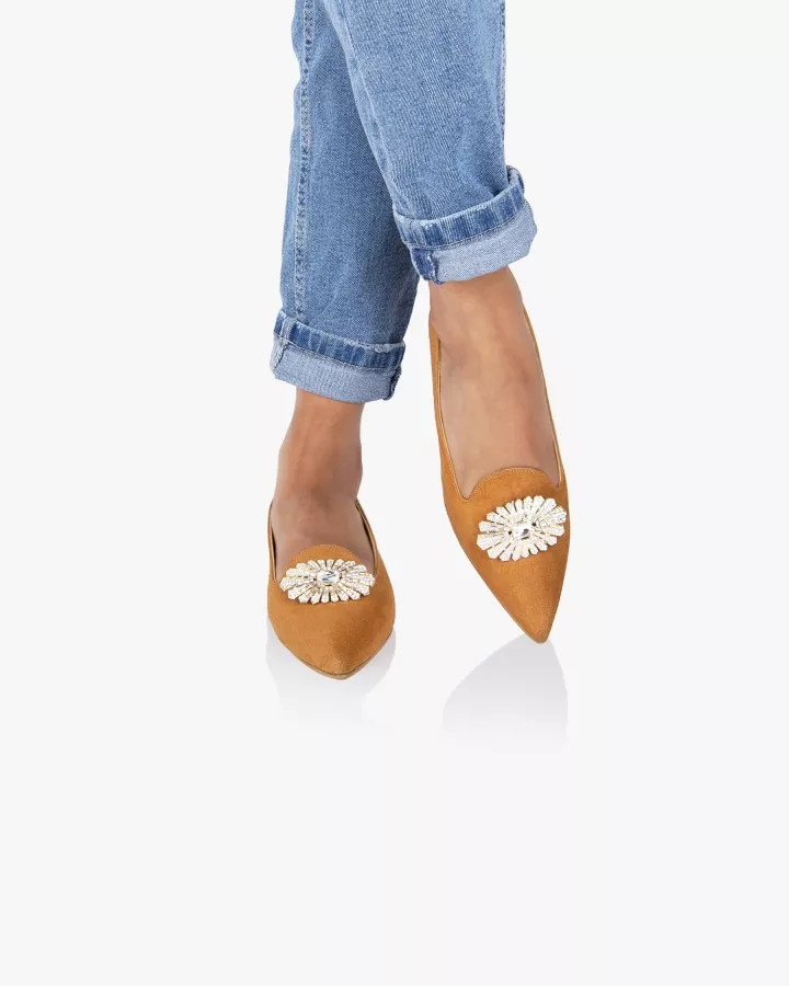 Camel suede pointy slippers with 3 interchangeable accessories of your choice included