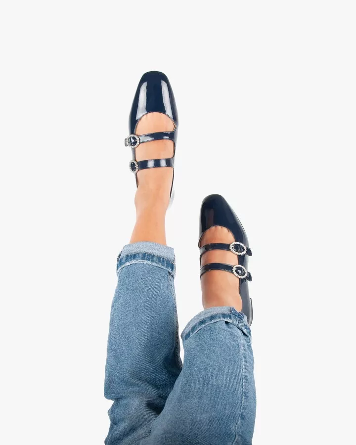 Navy varnished leather Babies