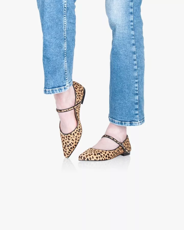 Leopard print fur pointy babies slippers