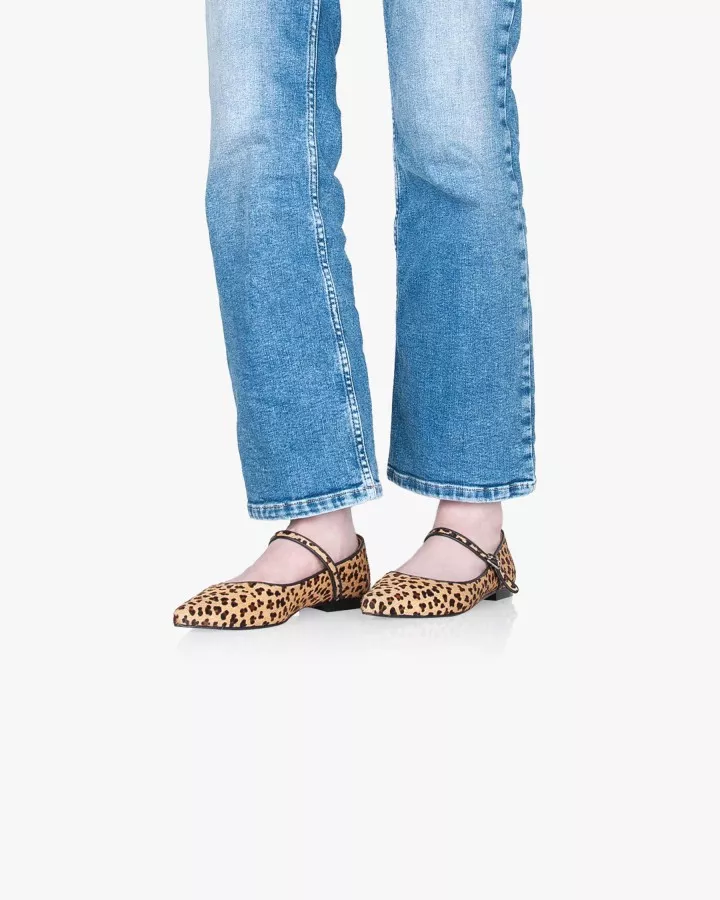 Leopard print fur pointy babies slippers
