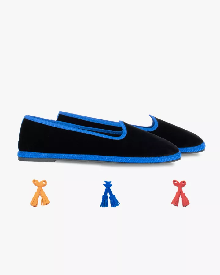 Black velvet and Klein blue trimming
made by hand in Italy (Venice/Friuli)
