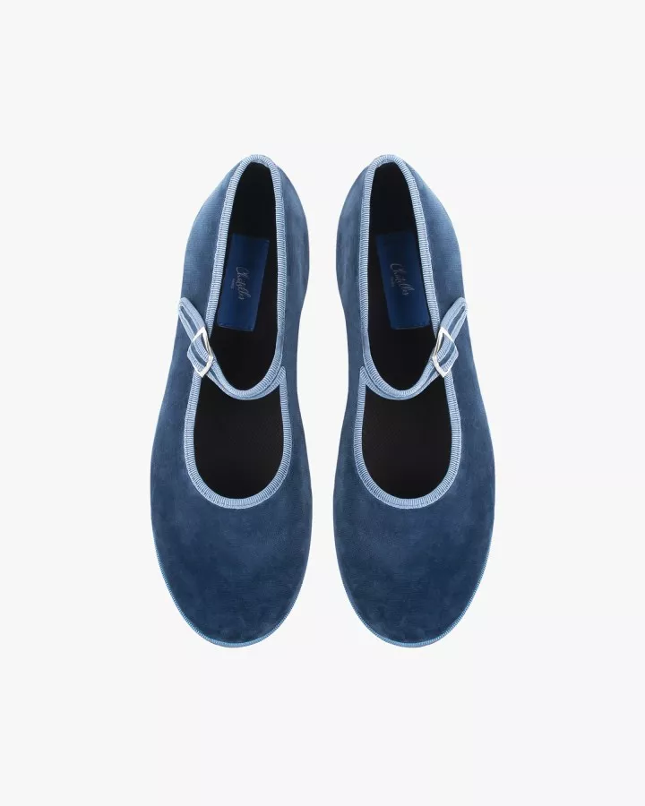 Mary Janes Furlanes in dark blue velvet
entirely made by hand in Italy (Venice/Friuli)