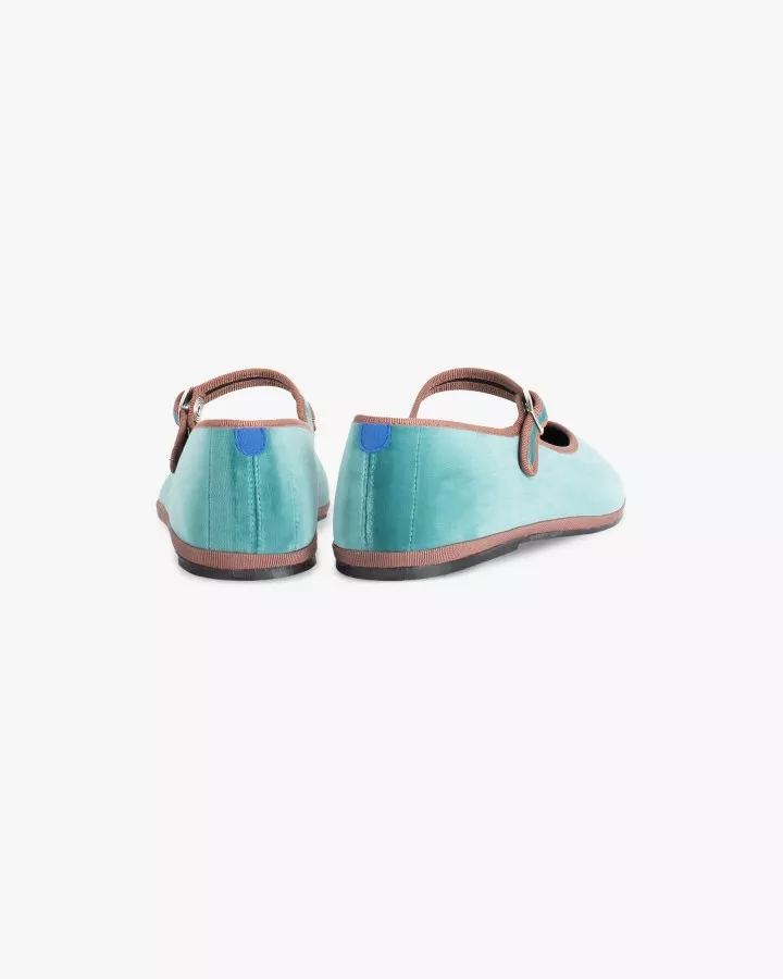 Mary Janes Furlanes in petrol velvet
entirely made by hand in Italy (Venice/Friuli)