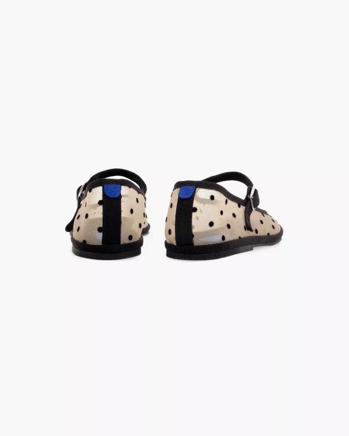 Furlanes Mary Janes in Beige mesh with dots pattern and square toe
entirely made by hand in Italy (Venice/Friuli)
