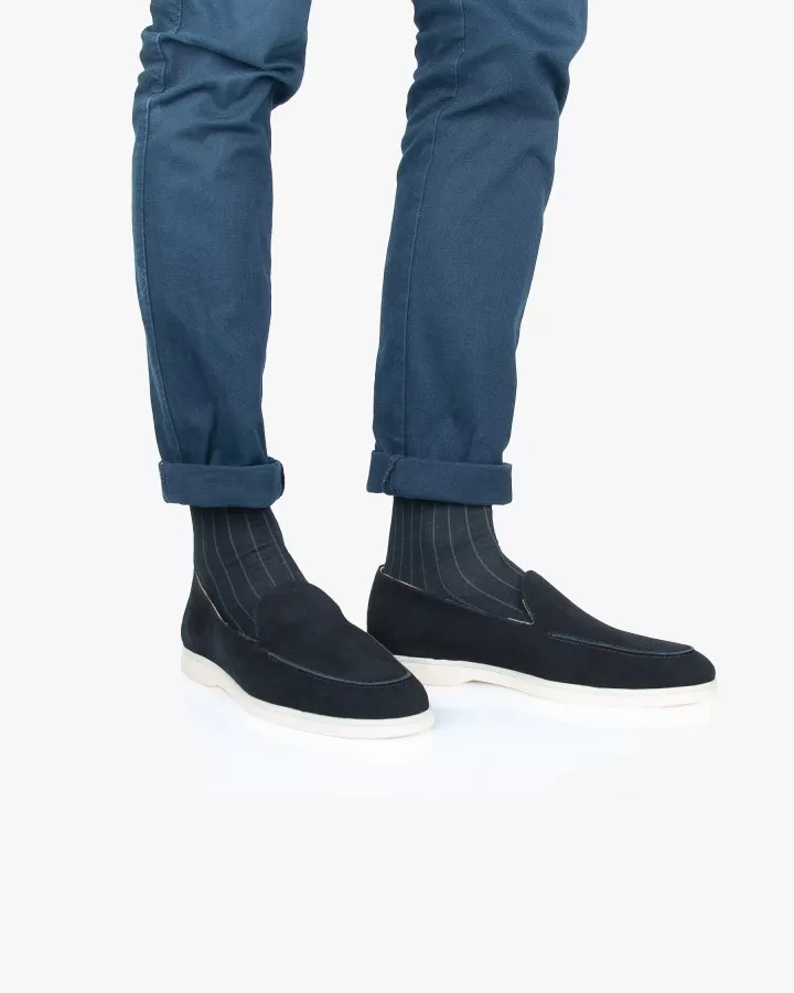 Men black suede mocassins