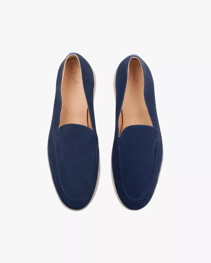 Men navy suede mocassins