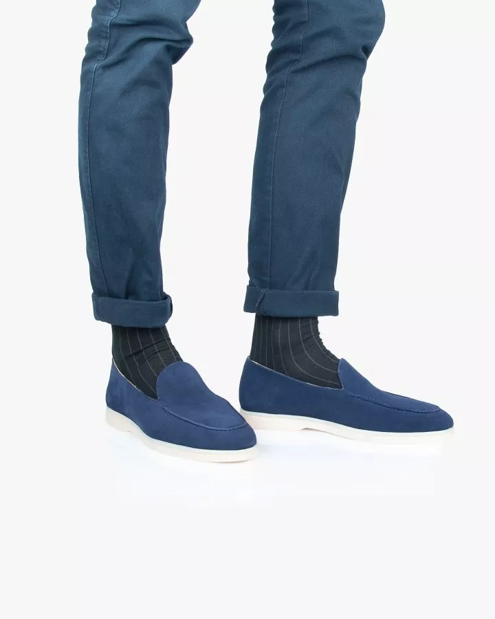 Men navy suede mocassins