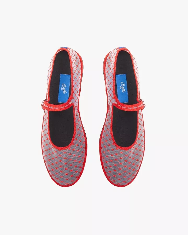 Furlanes Mary Janes in Red mesh
entirely made by hand in Italy (Venice/Friuli)