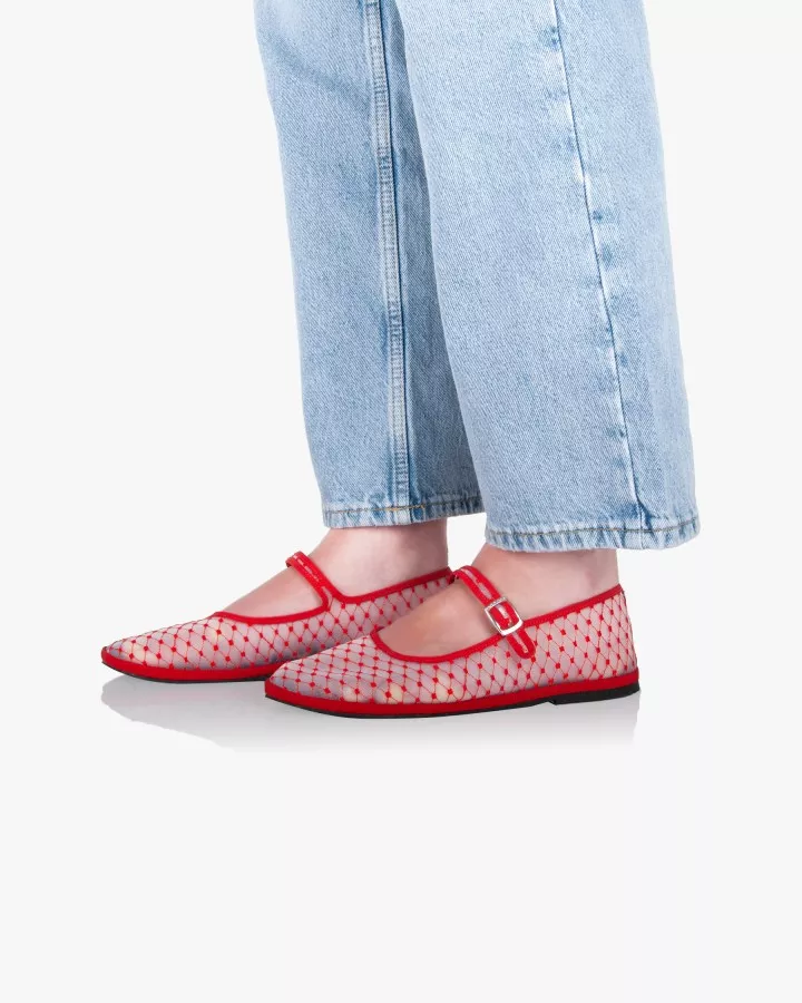 Furlanes Mary Janes in Red mesh
entirely made by hand in Italy (Venice/Friuli)
