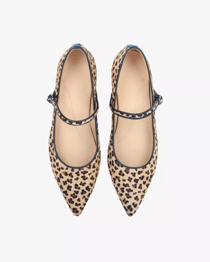 Leopard print fur pointy babies slippers