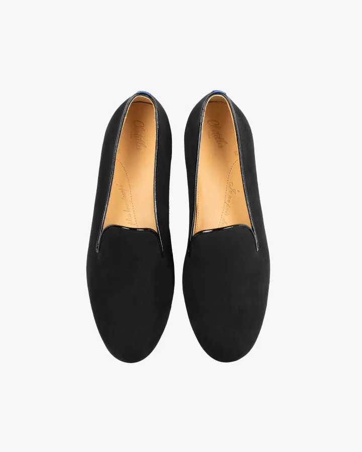 Black suede slippers