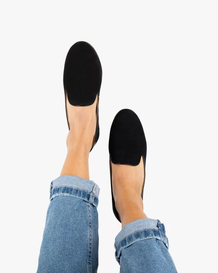 Black suede slippers