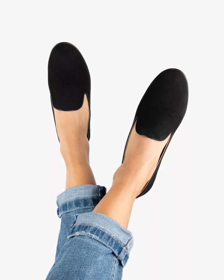 Black suede slippers