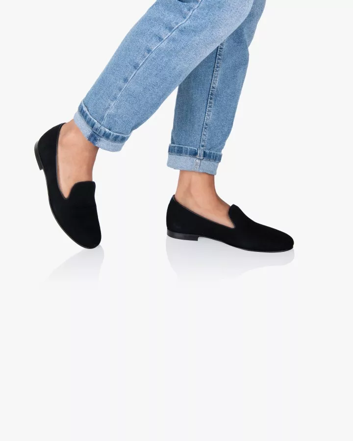 Black suede slippers