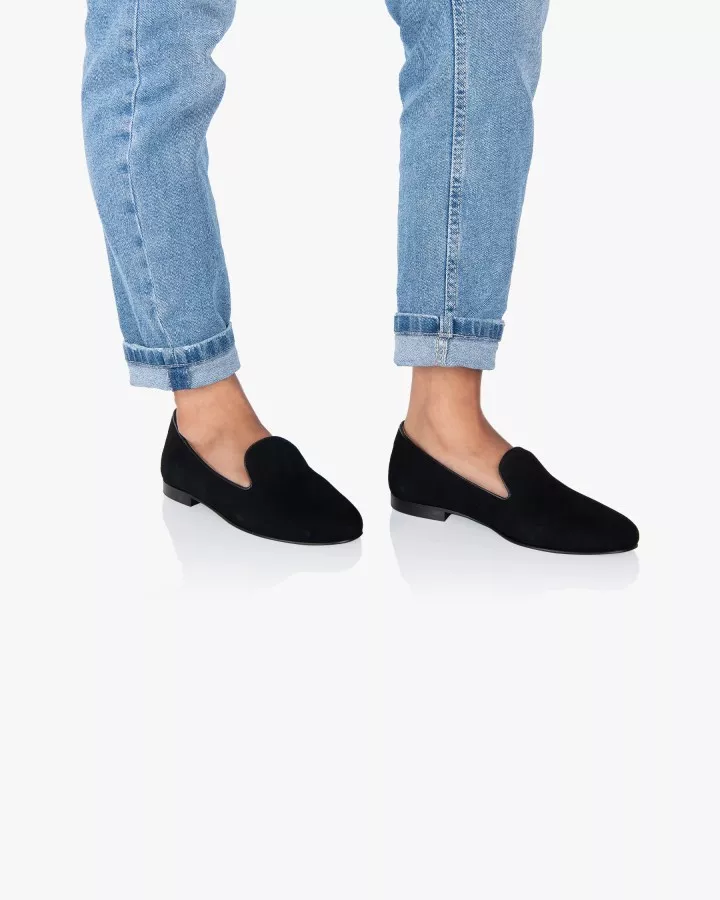 Black suede slippers