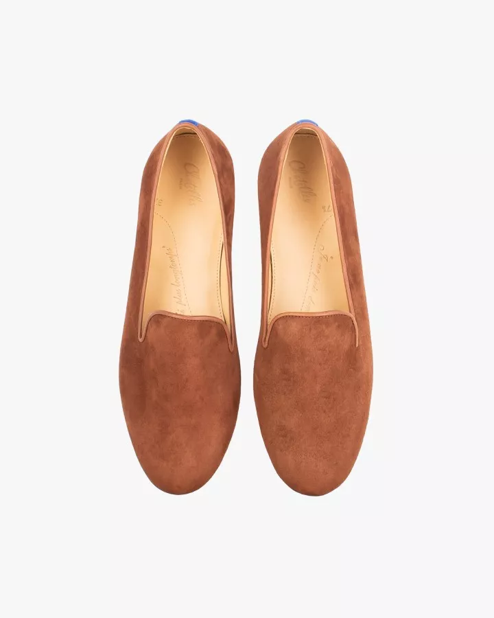 Cognac suede slippers